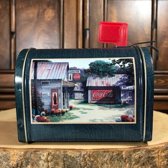 Set of 3 Vintage Coca-Cola Mailbox Tin + 2 Jeanne Mack Artwork Mailbox Tin Trays - Picture 3 of 16